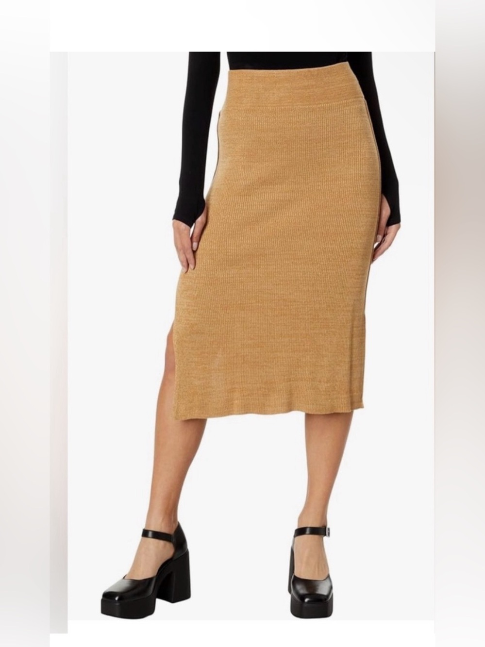 Free People Golden Hour Midi Skirt XS Side Slit Boho Maxi Festival Cottagecore